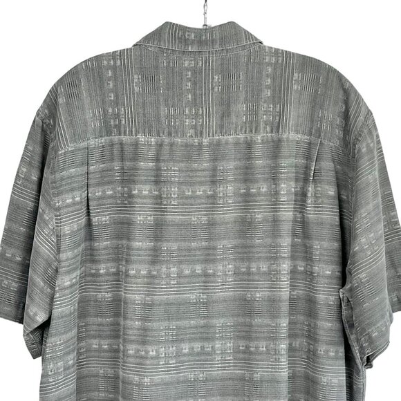 Island Republic Mens Shirt Sz XXL Short Sleeve Button Up Gray Stripes 100% Silk - Picture 4 of 12